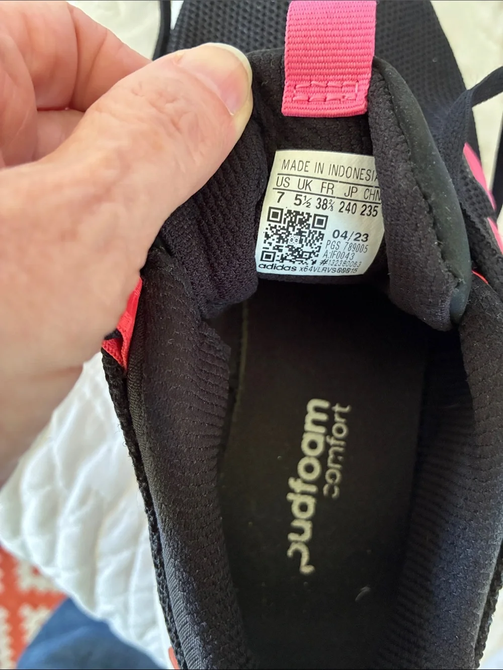 adidas Women’s Black Athletic Sneakers with Pink Accents